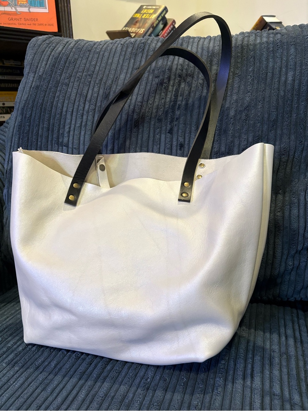 Portland Leather Goods Large Pearl Classic Tote Black Handles NWOT - Picture 3 of 11
